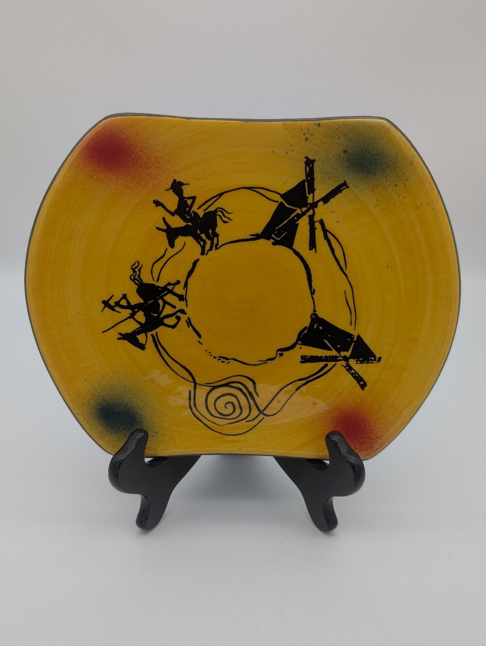 Joan Ramirez Ceramista Don Quixoti & Sancho Panza Glazed Plate